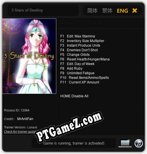 3 Stars of Destiny: Trainer +11 [v1.8]