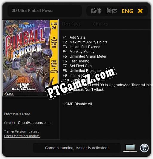 3D Ultra Pinball Power: Cheats, Trainer +12 [CheatHappens.com]