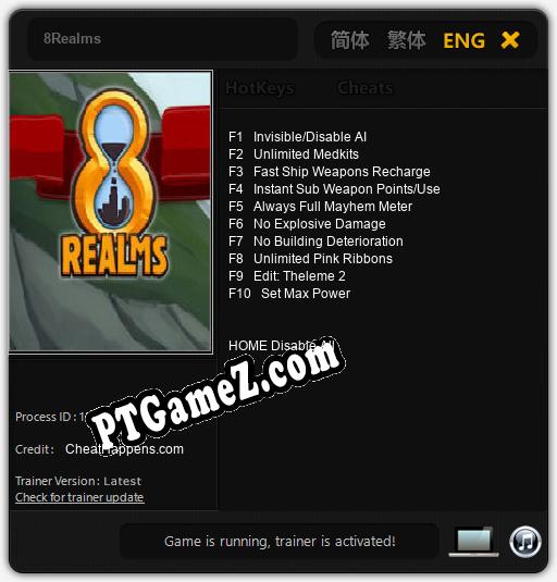 Treinador liberado para 8Realms [v1.0.1]