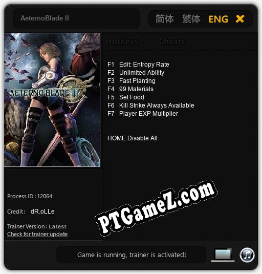 AeternoBlade II: Treinador (V1.0.76)