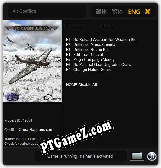Treinador liberado para Air Conflicts [v1.0.9]