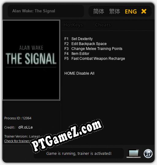 Alan Wake: The Signal: Cheats, Trainer +5 [dR.oLLe]