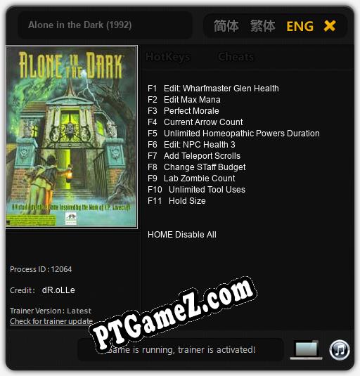 Alone in the Dark (1992): Cheats, Trainer +11 [dR.oLLe]