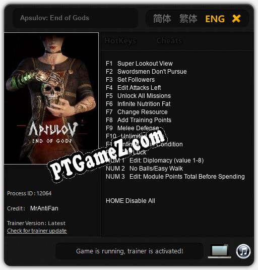 Apsulov: End of Gods: Cheats, Trainer +15 [MrAntiFan]