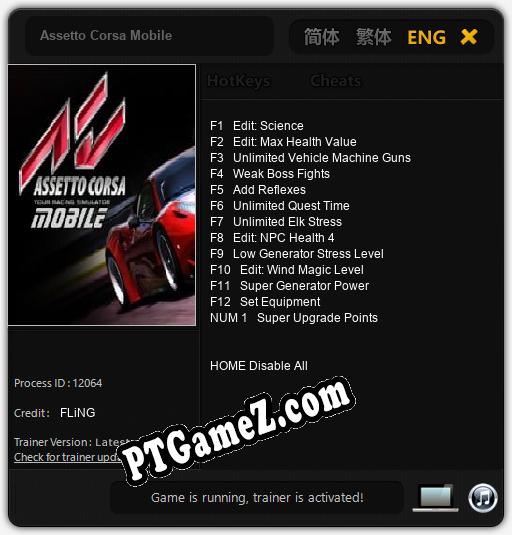 Assetto Corsa Mobile: Treinador (V1.0.83)