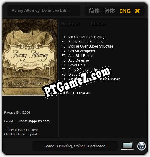Aviary Attorney: Definitive Edition: Treinador (V1.0.22)