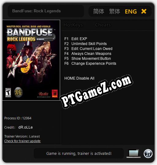 BandFuse: Rock Legends: Trainer +6 [v1.2]
