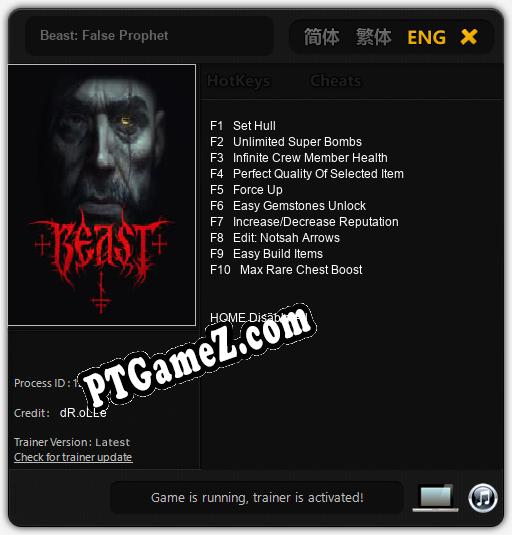 Treinador liberado para Beast: False Prophet [v1.0.5]