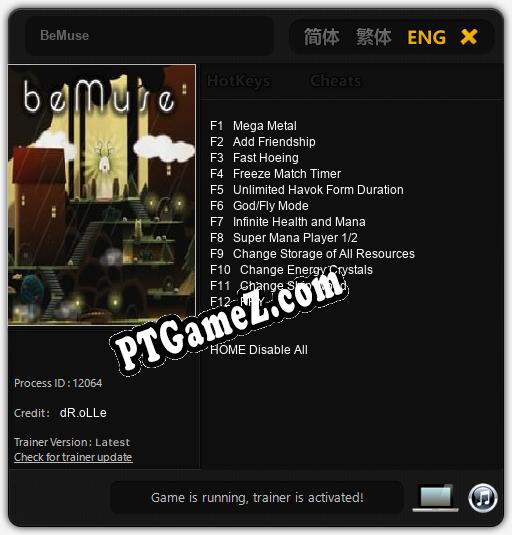 Treinador liberado para BeMuse [v1.0.4]