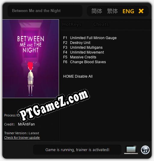 Between Me and the Night: Treinador (V1.0.88)