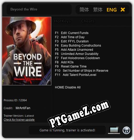 Treinador liberado para Beyond the Wire [v1.0.1]