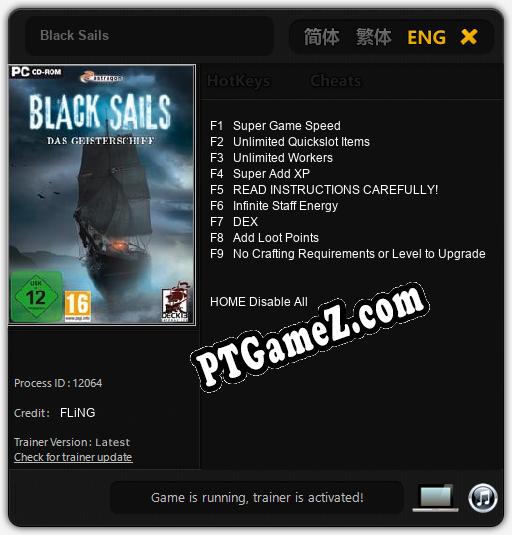 Treinador liberado para Black Sails [v1.0.5]