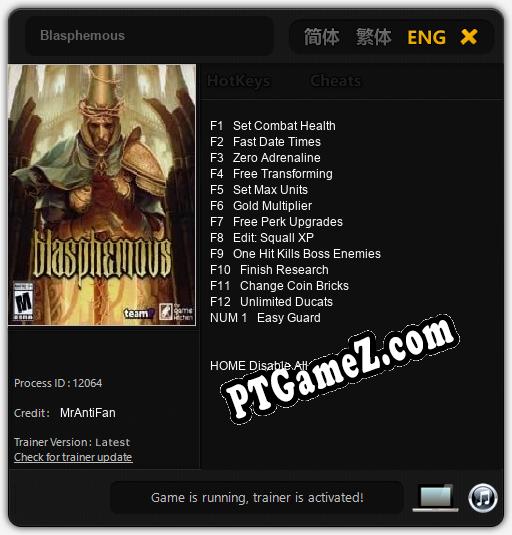 Treinador liberado para Blasphemous [v1.0.3]