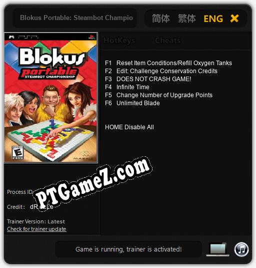 Blokus Portable: Steambot Championship: Cheats, Trainer +6 [dR.oLLe]