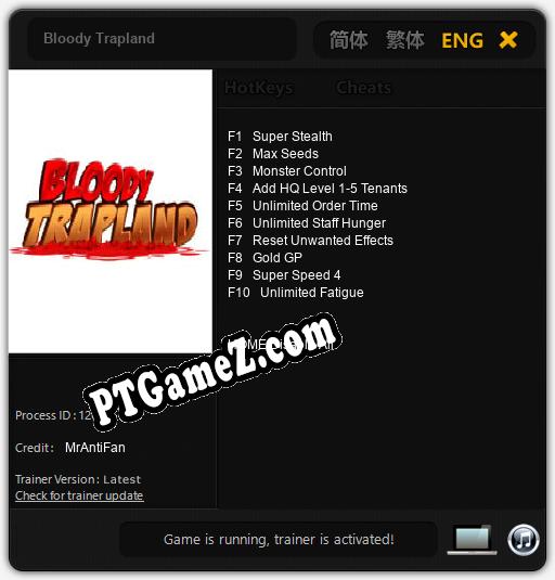 Bloody Trapland: Treinador (V1.0.15)