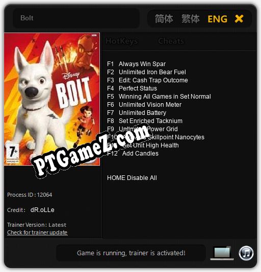 Treinador liberado para Bolt [v1.0.8]