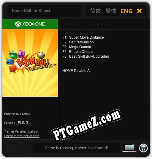 Treinador liberado para Boom Ball for Kinect [v1.0.3]
