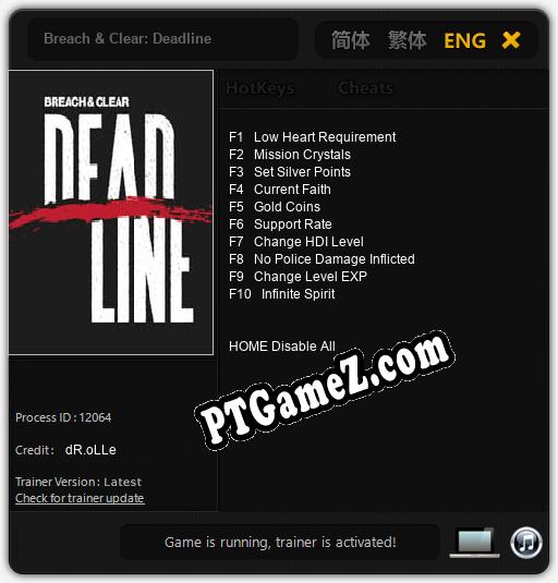 Breach & Clear: Deadline: Treinador (V1.0.16)