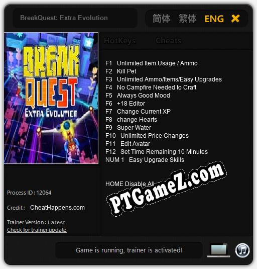 Treinador liberado para BreakQuest: Extra Evolution [v1.0.6]