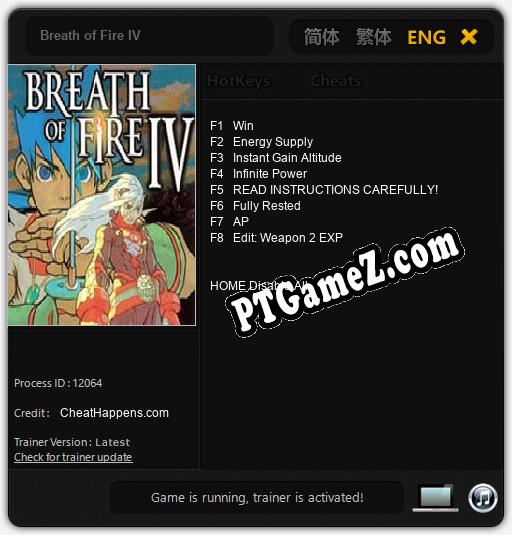 Breath of Fire IV: Trainer +8 [v1.8]