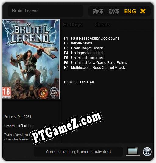 Brutal Legend: Treinador (V1.0.72)
