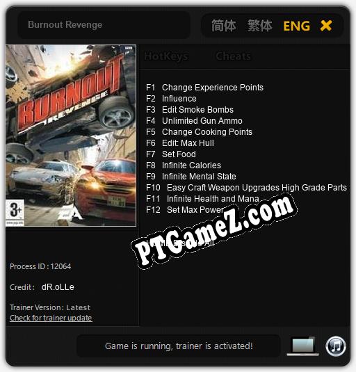 Burnout Revenge: Treinador (V1.0.24)