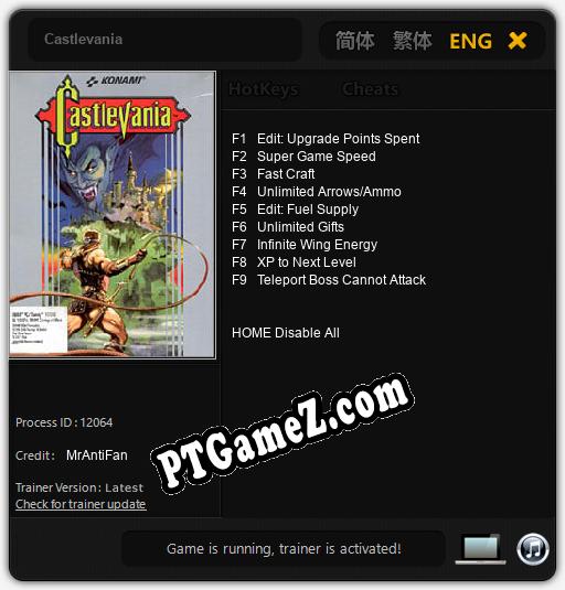 Treinador liberado para Castlevania [v1.0.7]