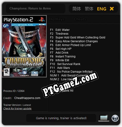Champions: Return to Arms: Cheats, Trainer +14 [CheatHappens.com]