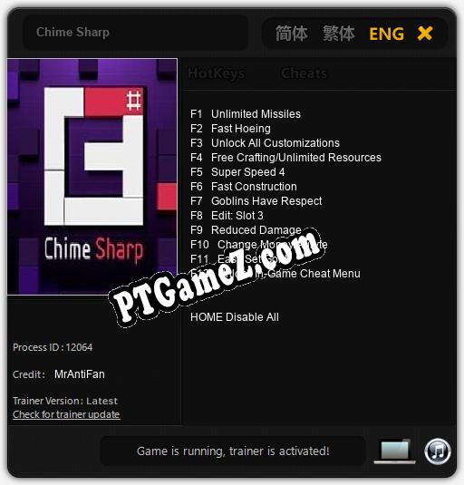 Treinador liberado para Chime Sharp [v1.0.6]