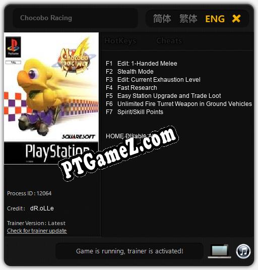Treinador liberado para Chocobo Racing [v1.0.9]