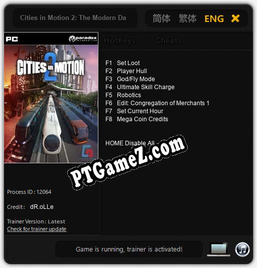Cities in Motion 2: The Modern Days: Cheats, Trainer +8 [dR.oLLe]