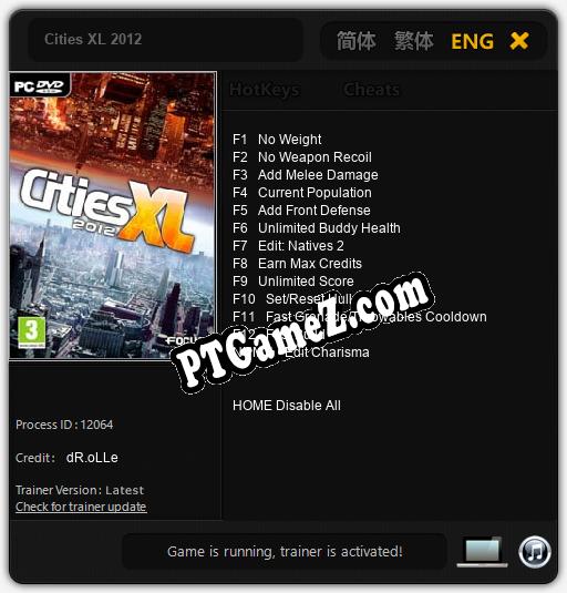 Cities XL 2012: Treinador (V1.0.32)