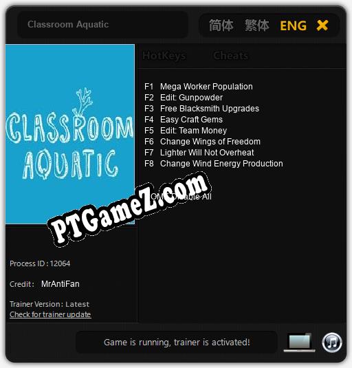 Treinador liberado para Classroom Aquatic [v1.0.3]