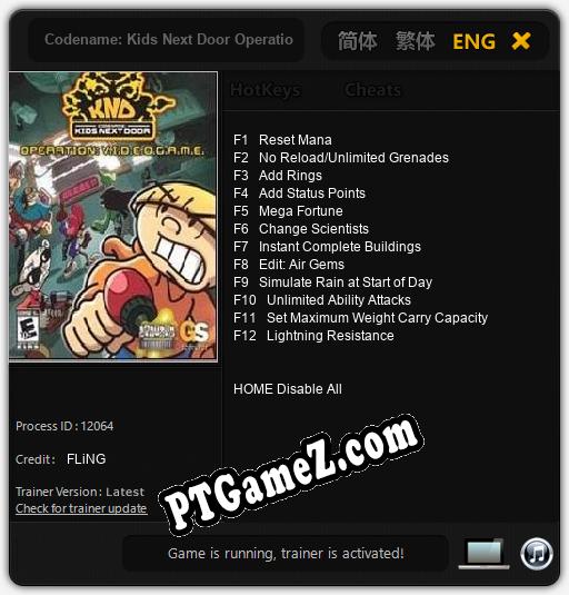 Codename: Kids Next Door Operation: V.I.D.E.O.G.A.M.E.: Trainer +12 [v1.5]