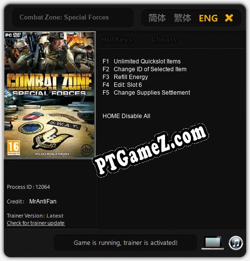 Treinador liberado para Combat Zone: Special Forces [v1.0.7]