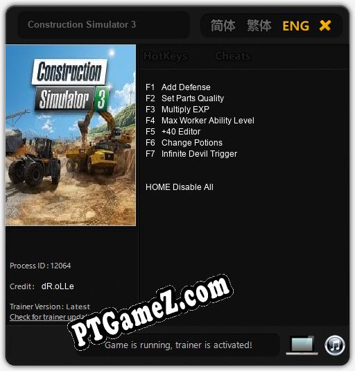 Treinador liberado para Construction Simulator 3 [v1.0.6]
