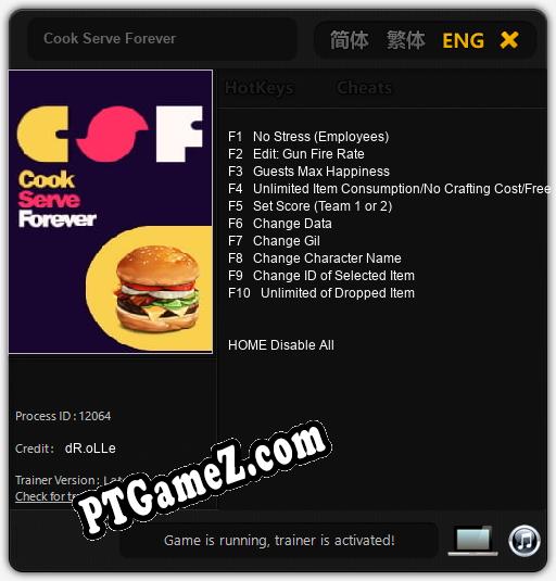 Cook Serve Forever: Treinador (V1.0.16)