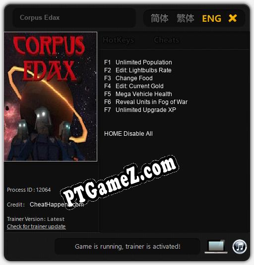 Treinador liberado para Corpus Edax [v1.0.5]