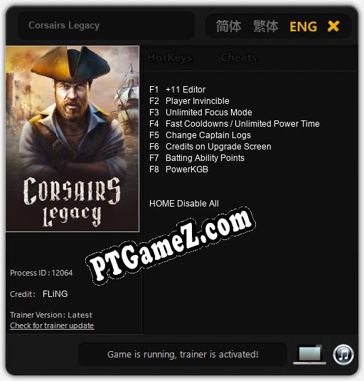 Corsairs Legacy: Treinador (V1.0.12)