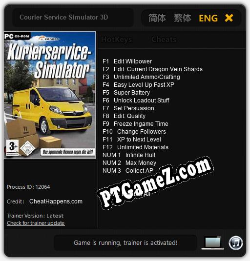 Treinador liberado para Courier Service Simulator 3D [v1.0.7]