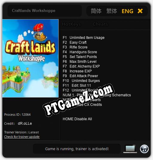 Craftlands Workshoppe: Treinador (V1.0.1)