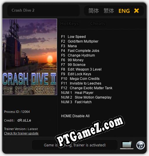 Treinador liberado para Crash Dive 2 [v1.0.6]