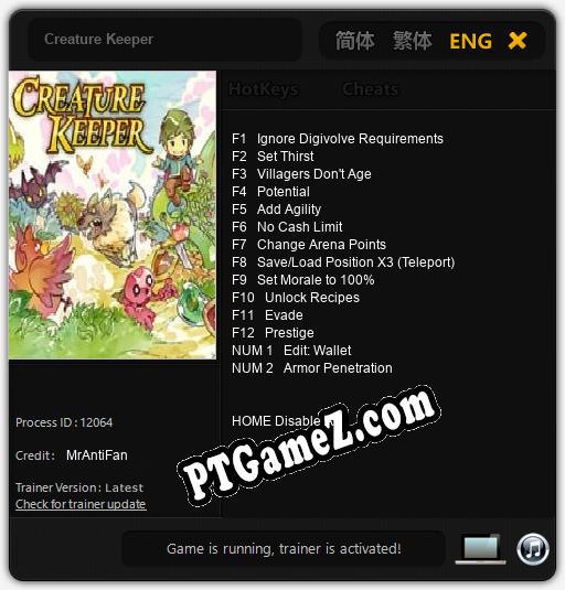 Treinador liberado para Creature Keeper [v1.0.9]