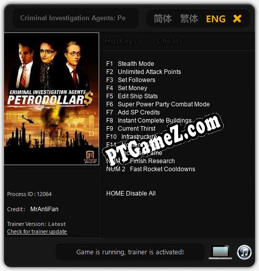 Criminal Investigation Agents: Petrodollars: Trainer +14 [v1.1]