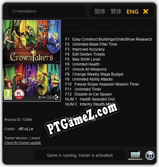 Treinador liberado para Crowntakers [v1.0.5]