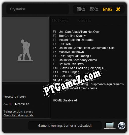 Treinador liberado para Crystarise [v1.0.1]