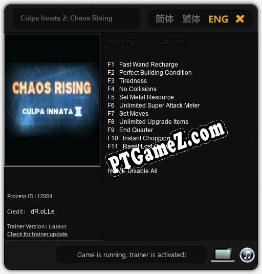 Culpa Innata 2: Chaos Rising: Cheats, Trainer +11 [dR.oLLe]