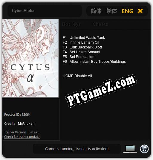 Treinador liberado para Cytus Alpha [v1.0.6]