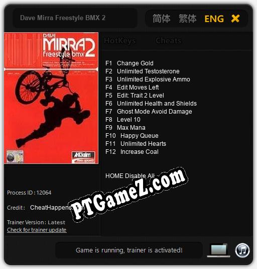 Dave Mirra Freestyle BMX 2: Cheats, Trainer +12 [CheatHappens.com]