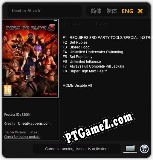 Dead or Alive 5: Treinador (V1.0.38)